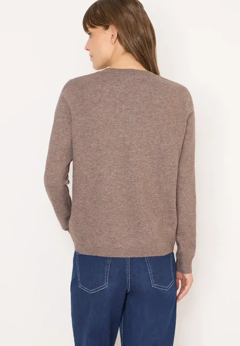 Kuscheliger V-Neck Pullover chocolate mousse melange
