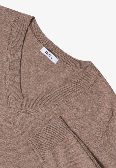 Kuscheliger V-Neck Pullover chocolate mousse melange