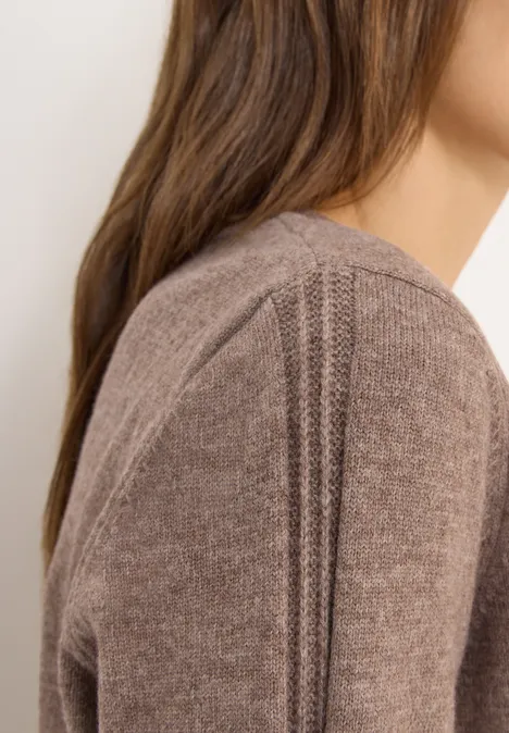 Kuscheliger V-Neck Pullover chocolate mousse melange