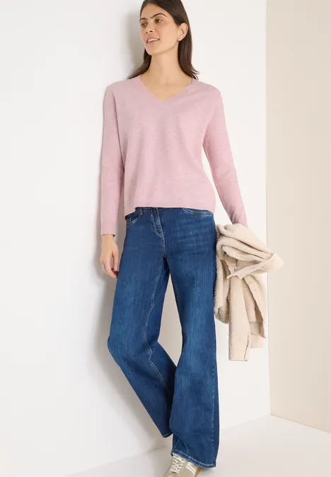 Kuscheliger V-Neck Pullover blossom glow melange