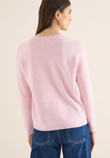 Kuscheliger V-Neck Pullover blossom glow melange