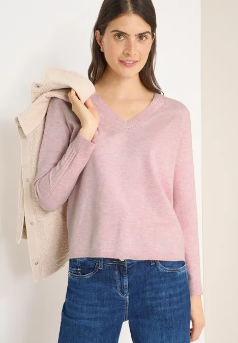 Kuscheliger V-Neck Pullover blossom glow melange