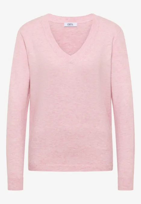 Kuscheliger V-Neck Pullover blossom glow melange
