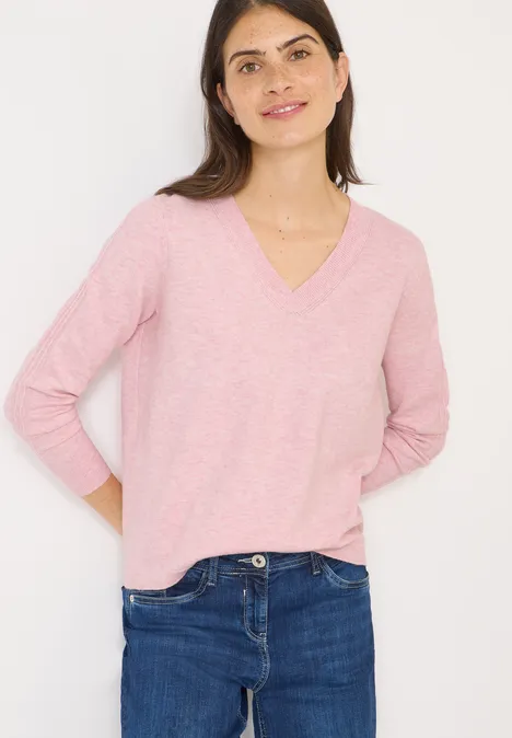Kuscheliger V-Neck Pullover blossom glow melange