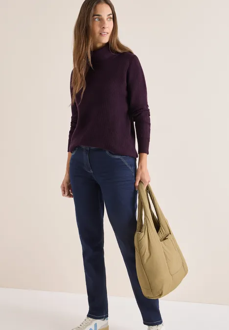 Strukturpullover eggplant red