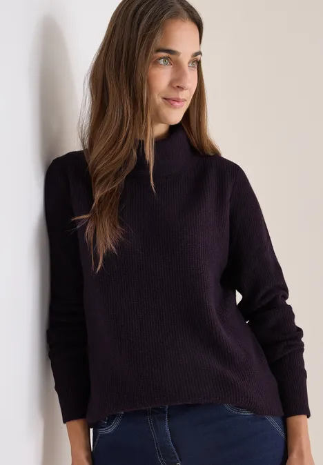Strukturpullover eggplant red