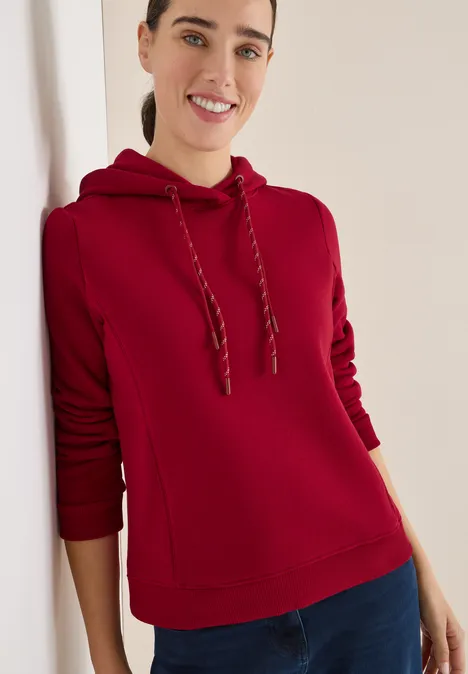 Hoodie mit Stickerei beaujolais red