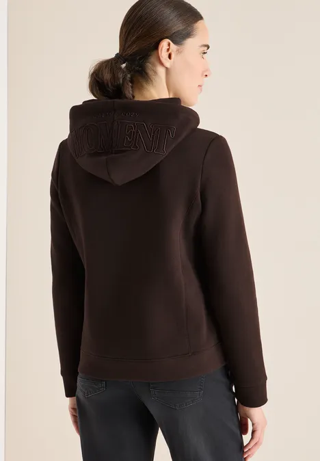 Hoodie mit Stickerei tartufo brown