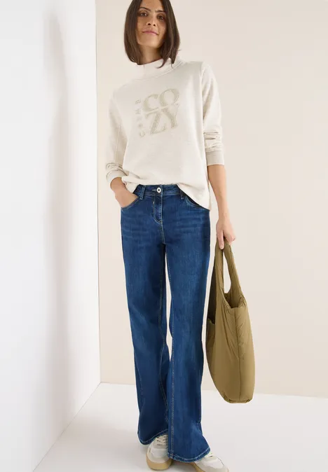 Pullover mit Embroidery oat milk beige melange