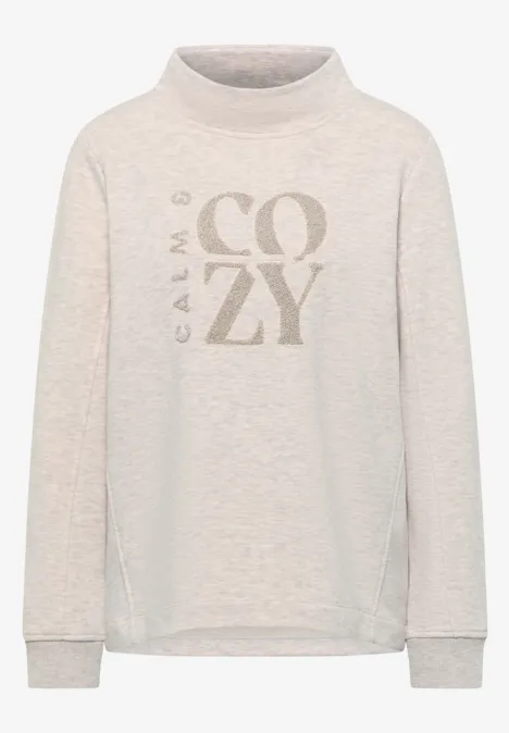 Pullover mit Embroidery oat milk beige melange
