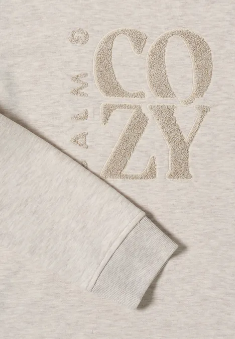 Pullover mit Embroidery oat milk beige melange