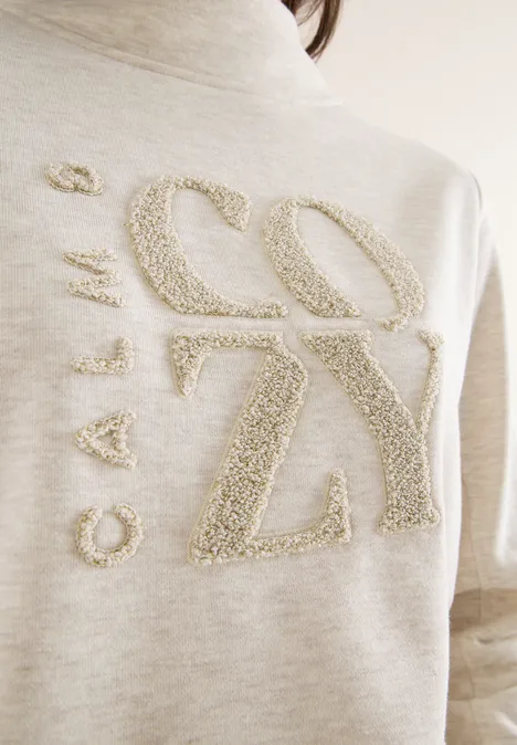 Pullover mit Embroidery oat milk beige melange