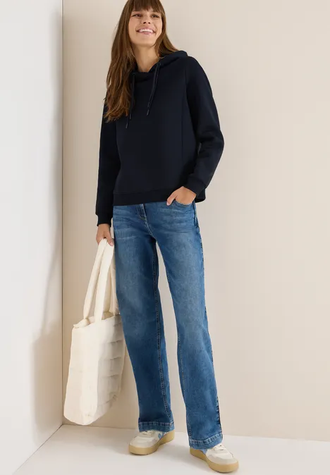 Hoodie met borduursel urban dark blue
