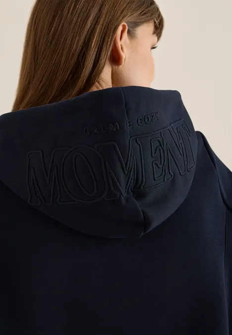 Hoodie met borduursel urban dark blue