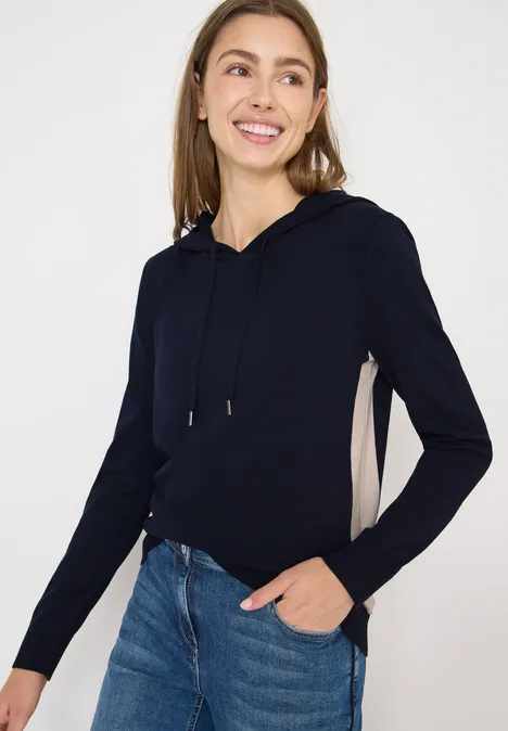 Feinstrick Hoodie urban dark blue