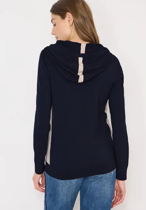 Feinstrick Hoodie urban dark blue