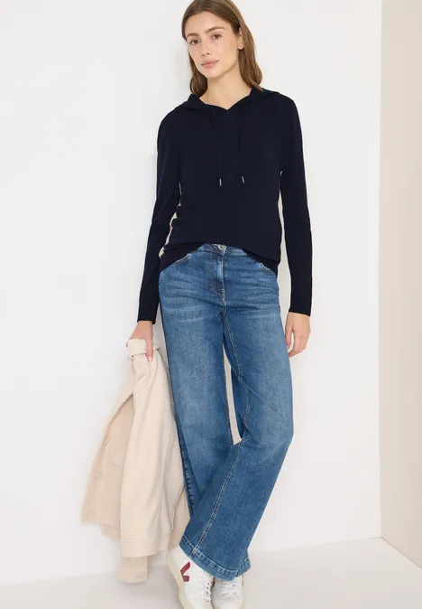 Feinstrick Hoodie urban dark blue
