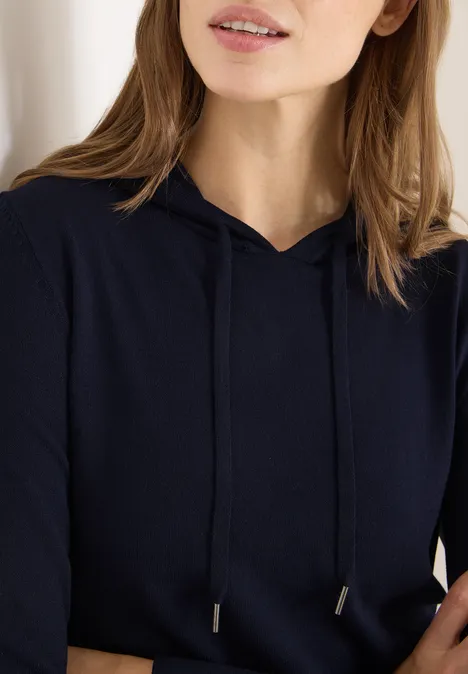 Feinstrick Hoodie urban dark blue