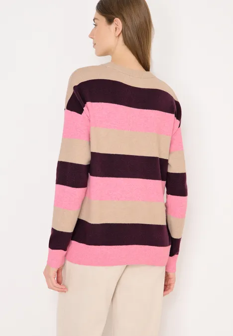 Gestreifter Pullover eggplant red