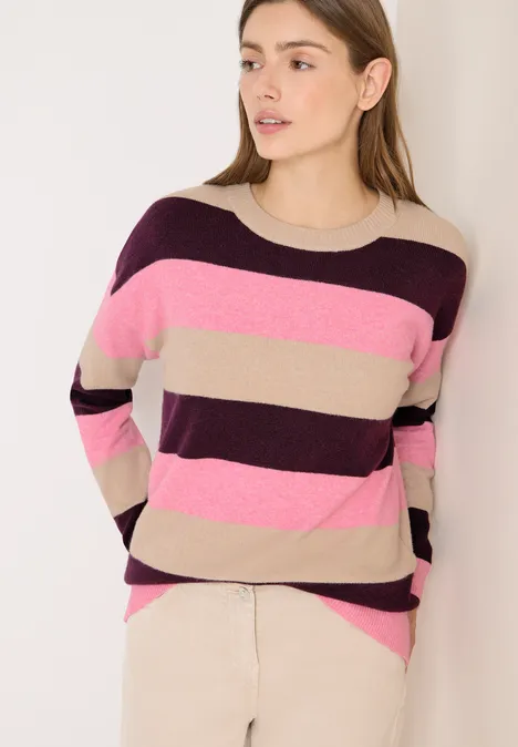 Gestreifter Pullover eggplant red
