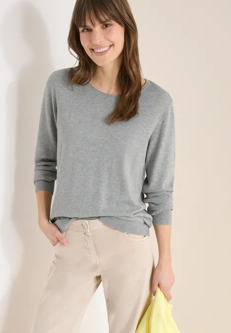 Pullover in Unifarbe mineral grey melange