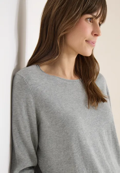 Pullover in Unifarbe mineral grey melange
