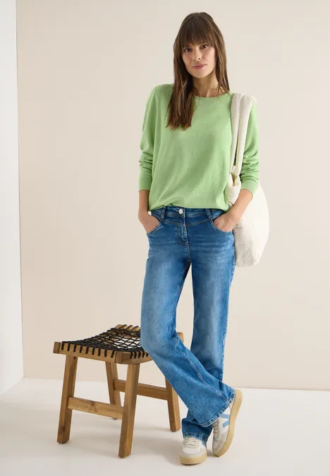 Trui in effen kleur bamboo green melange