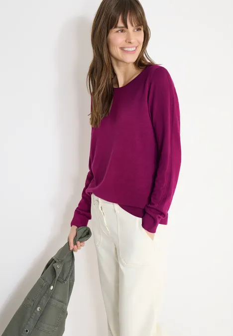 Pullover in Unifarbe magenta purple