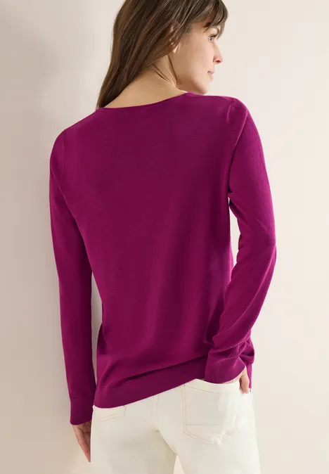 Pullover in Unifarbe magenta purple