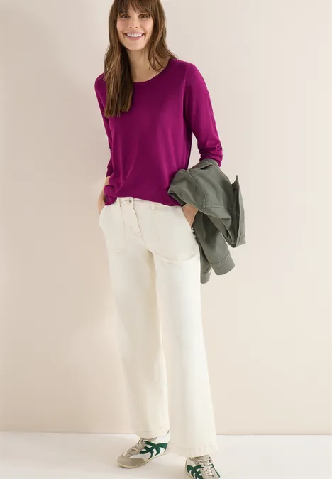 Pullover in Unifarbe magenta purple