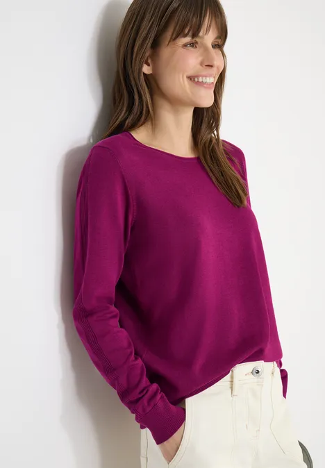 Pullover in Unifarbe magenta purple