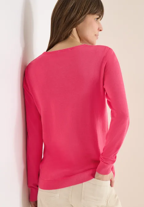 Pullover in Unifarbe geranium red