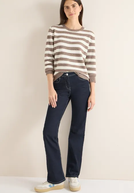 Gestreifter Melange Pullover chocolate mousse melange Gestreifter Melange Pullover chocolate mousse melange