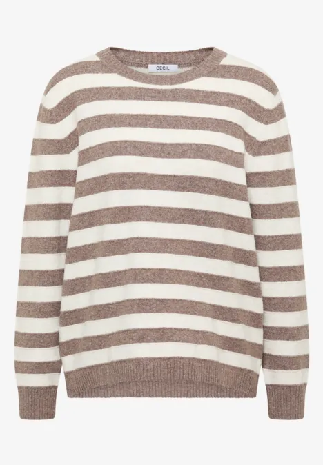 Gestreifter Melange Pullover chocolate mousse melange Gestreifter Melange Pullover chocolate mousse melange