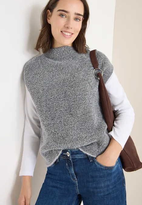 Two-Tone Federgarn Pullunder Black