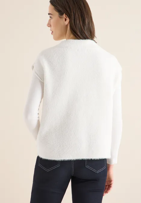 Two-Tone Federgarn Pullunder light greige