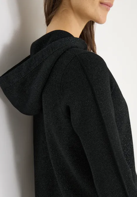 Jacquard Hoodie mit Glitzer Black Jacquard Hoodie mit Glitzer Black