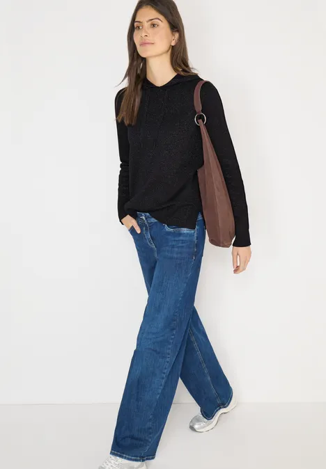 Jacquard hoodie met glitter Black Jacquard hoodie met glitter Black