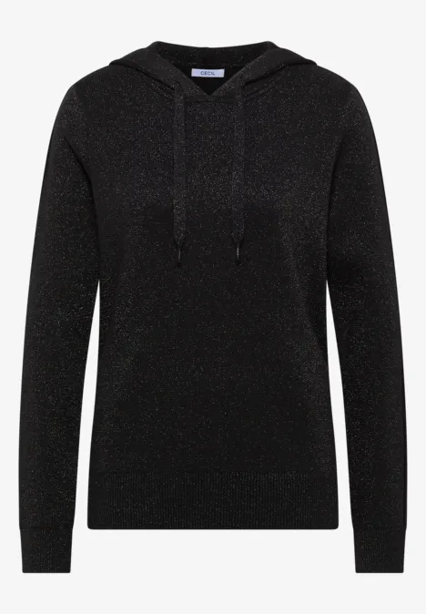 Jacquard Hoodie mit Glitzer Black Jacquard Hoodie mit Glitzer Black