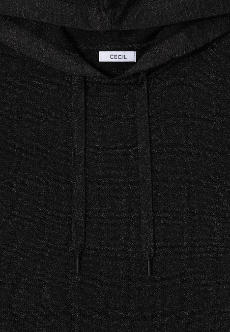 Jacquard hoodie met glitter Black Jacquard hoodie met glitter Black
