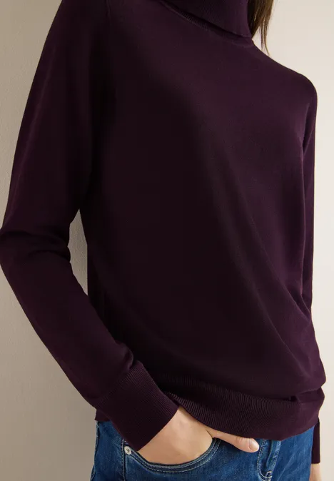 Basic Rollkragenpullover eggplant red Basic Rollkragenpullover eggplant red