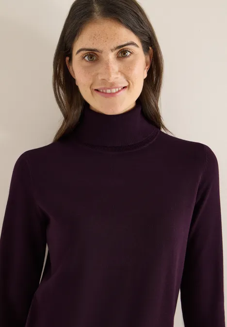 Basic Rollkragenpullover eggplant red Basic Rollkragenpullover eggplant red