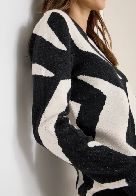 Sweter z graficznym wzorem Black Sweter z graficznym wzorem Black