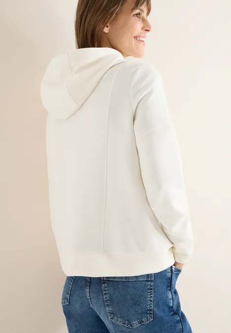 Troyer-Sweatshirt mit Kapuze creamy white Troyer-Sweatshirt mit Kapuze creamy white