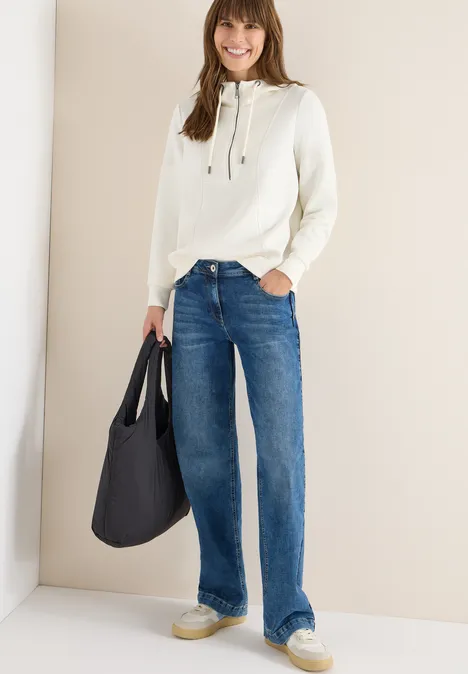 Troyer-Sweatshirt mit Kapuze creamy white Troyer-Sweatshirt mit Kapuze creamy white