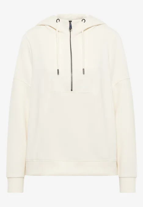 Troyer-Sweatshirt mit Kapuze creamy white Troyer-Sweatshirt mit Kapuze creamy white