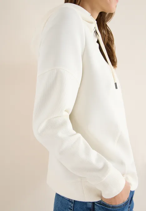 Troyer-Sweatshirt mit Kapuze creamy white Troyer-Sweatshirt mit Kapuze creamy white