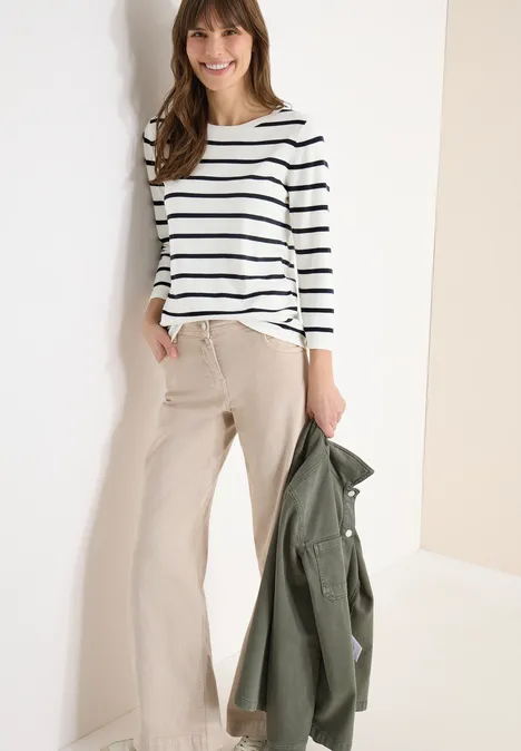 Gestreifter Pullover vanilla white