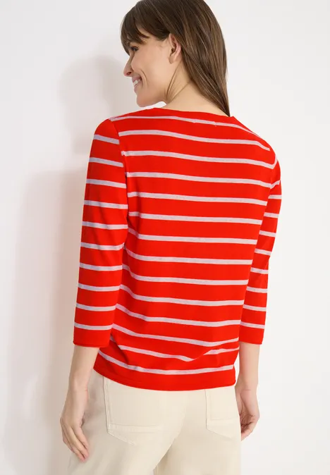 Gestreifter Pullover cherry tomato orange