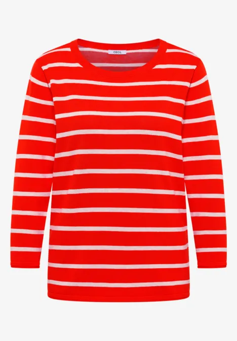 Gestreifter Pullover cherry tomato orange